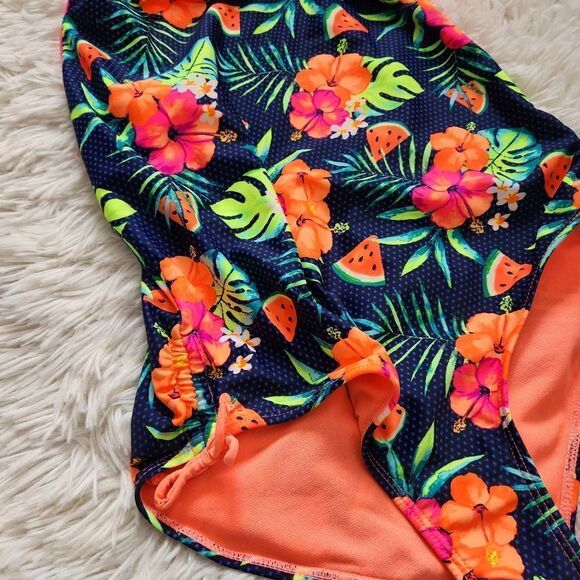 Wonder Nation Swimsuit Girls One Piece Size XL Orange Multicolor - Picture 2 of 7